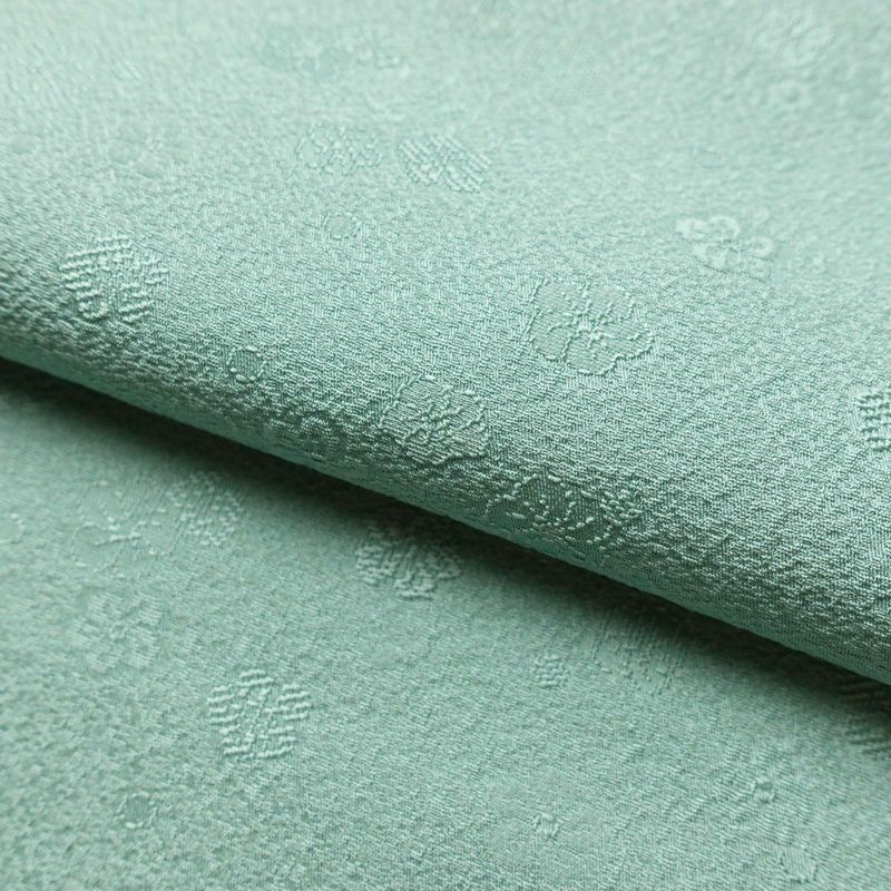 色無地 良品 しつけ糸付き 正絹 花柄 袷仕立て 身丈154cm 裄丈63cm 緑・うぐいす色_画像20