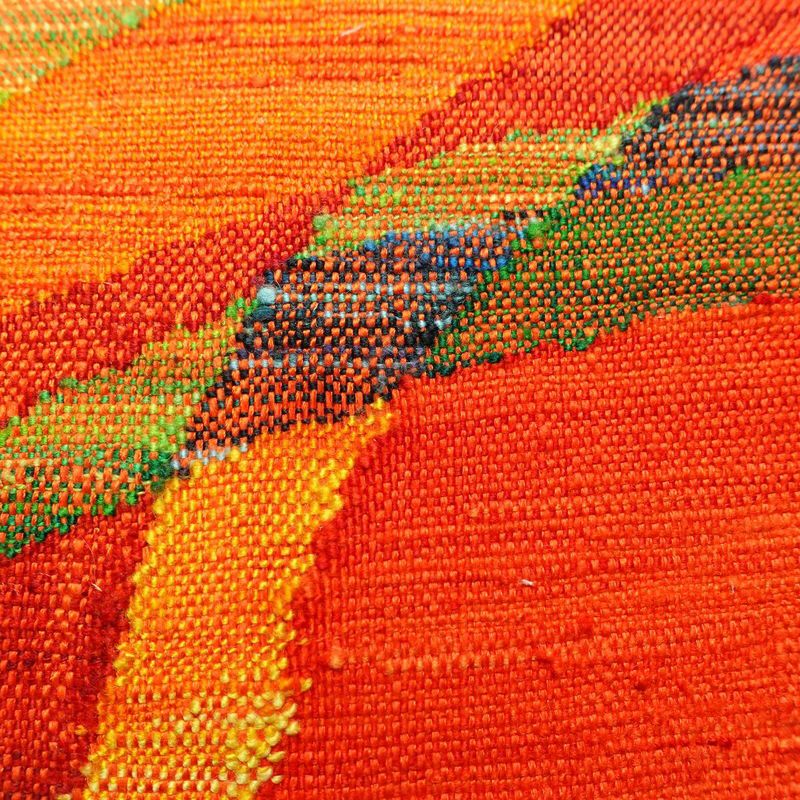 名古屋帯 紬地 太鼓柄 良品 正絹 幾何学柄・抽象柄 名古屋仕立て 橙_画像3