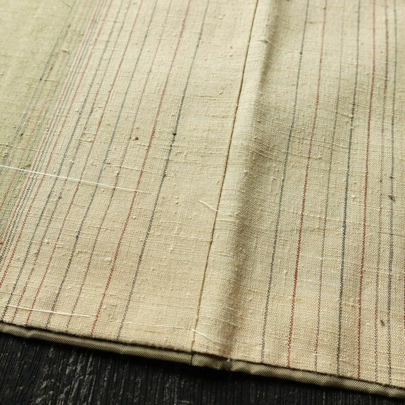 紬 しつけ糸付き 正絹 縞柄・線柄 袷仕立て 身丈161cm 裄丈68.5cm ベージュ_画像9