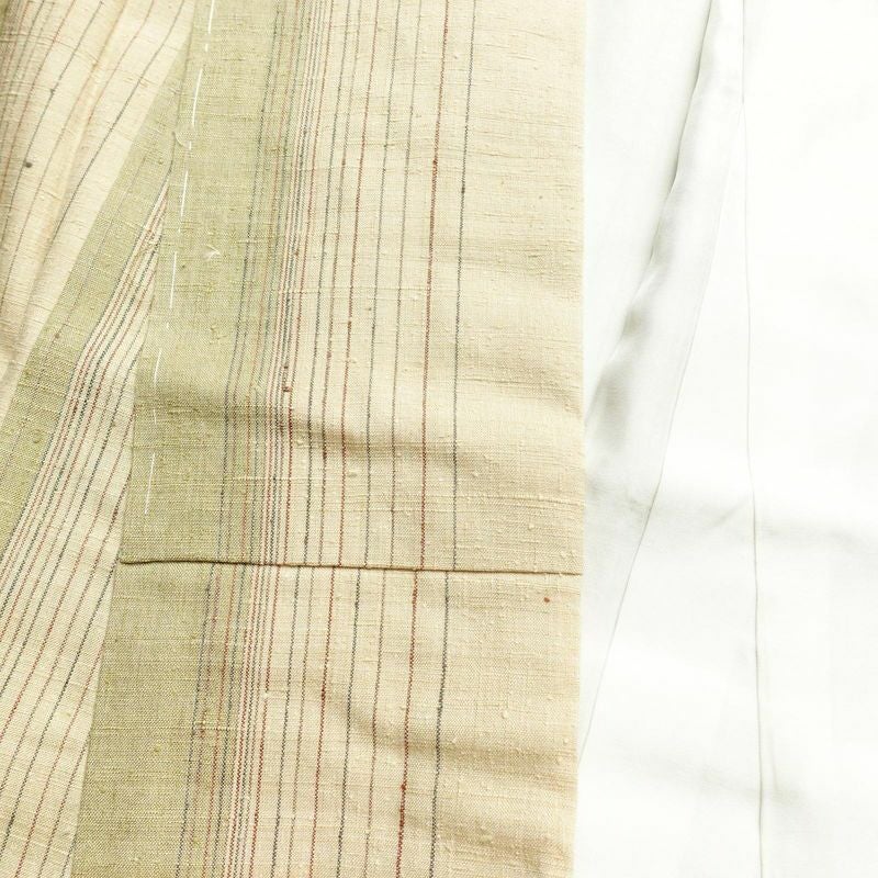 紬 しつけ糸付き 正絹 縞柄・線柄 袷仕立て 身丈161cm 裄丈68.5cm ベージュ_画像16