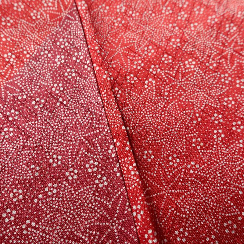 小紋 正絹 木の葉・植物柄 袷仕立て 身丈158cm 裄丈64.5cm 金彩 紅葉 赤・朱_画像8