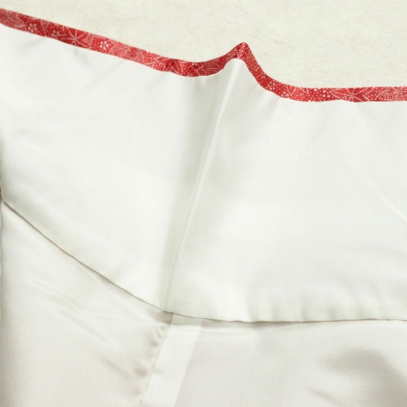 小紋 正絹 木の葉・植物柄 袷仕立て 身丈158cm 裄丈64.5cm 金彩 紅葉 赤・朱_画像20