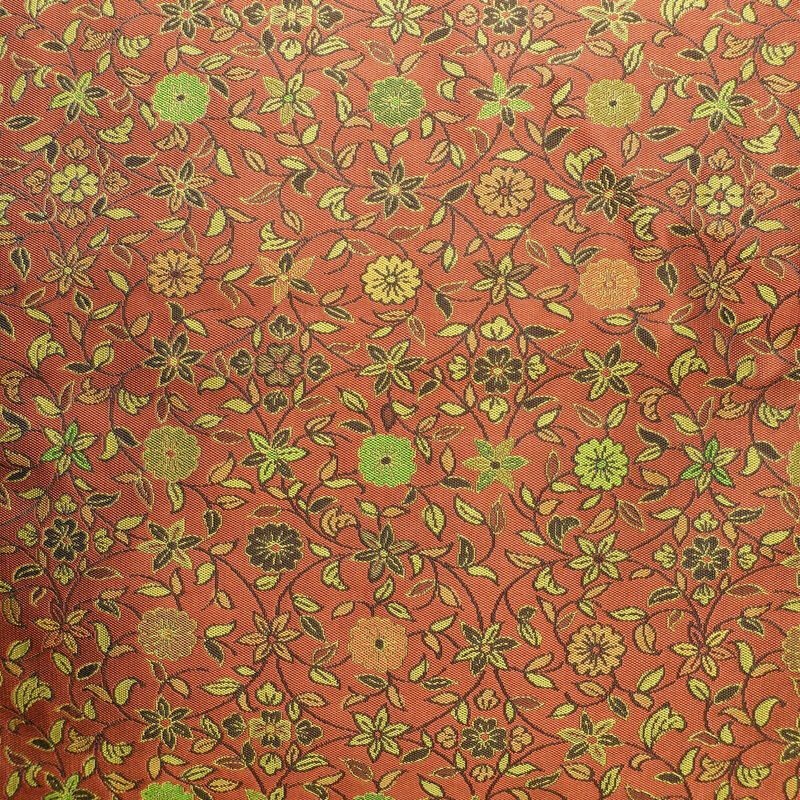 名古屋帯 全通柄 良品 正絹 花柄 名古屋仕立て 橙_画像2
