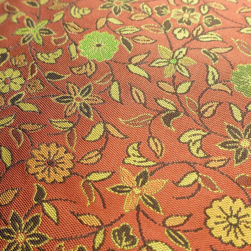名古屋帯 全通柄 良品 正絹 花柄 名古屋仕立て 橙_画像3