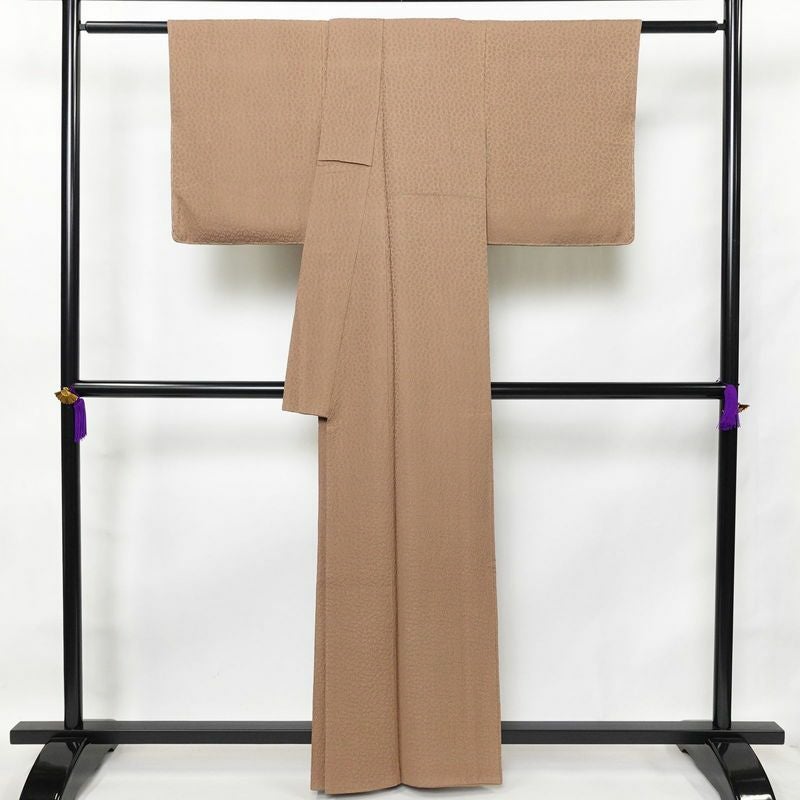 色無地 正絹 ふくれ織 無地 袷仕立て 身丈160.5cm 裄丈64cm 一部しつけ糸付き 茶_画像2