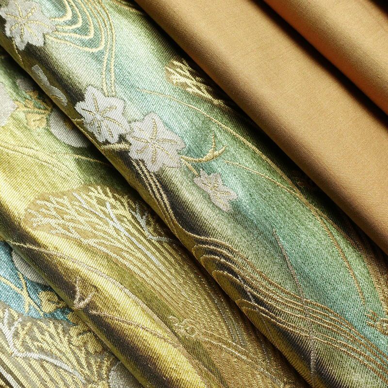 袋帯 六通柄 フォーマル用 正絹 木の葉・植物柄 万寿菊 箔 黄・黄土色_画像19