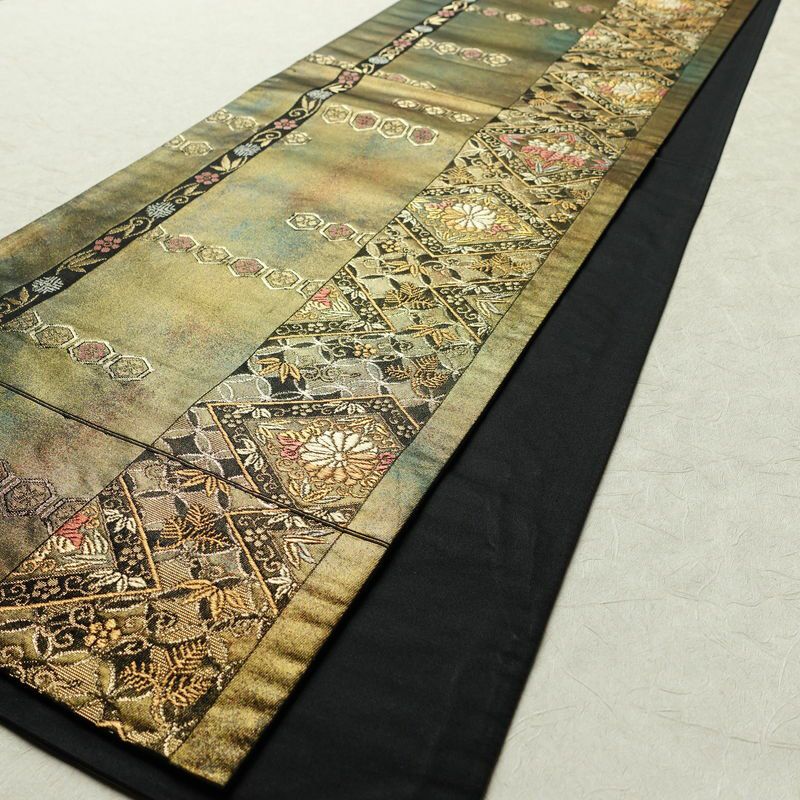 袋帯 六通柄 フォーマル用 正絹 幾何学柄・抽象柄 箔 金糸 帯 黒_画像8