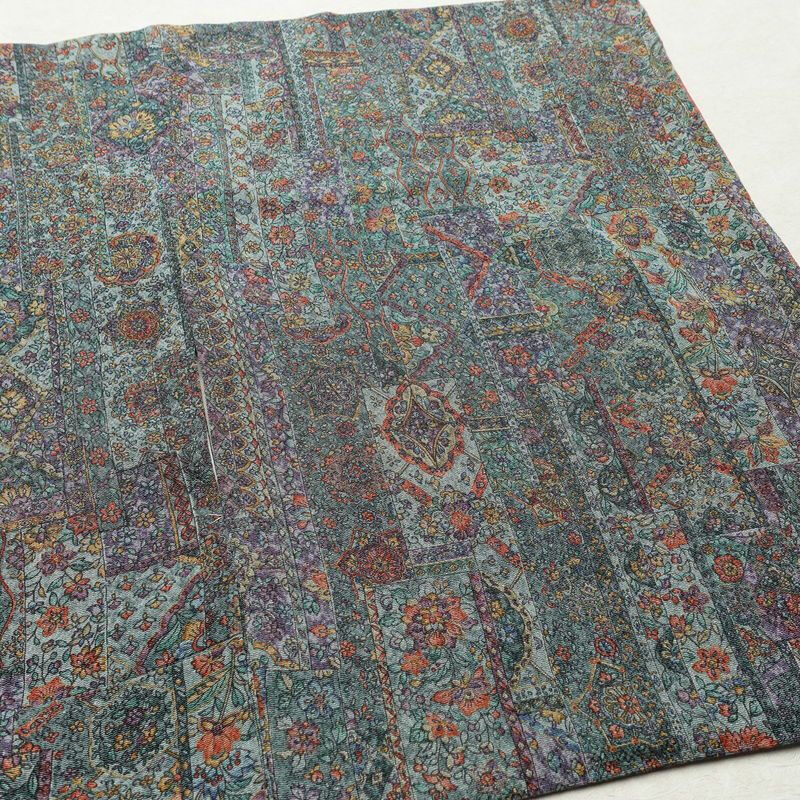 小紋 良品 縮緬 総柄 正絹 幾何学柄・抽象柄 袷仕立て 身丈159cm 裄丈65cm 着物 緑・うぐいす色_画像13