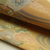 袋帯 全通柄 美品 フォーマル用 振袖用 正絹 古典柄 金通し フォーマル 扇面 流水 菊 七宝 帯 黄・黄土色_画像8