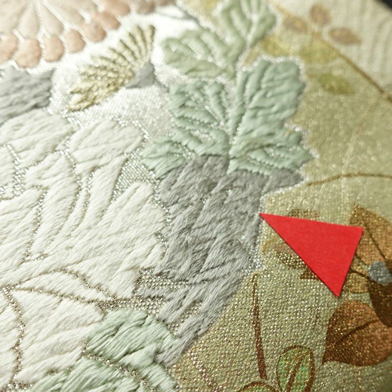 袋帯 六通柄 フォーマル用 正絹 花柄 菖蒲 紅葉 芍薬 紫陽花 箔 刺繍 帯 金・銀_画像4