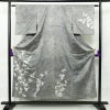 付け下げ 正絹 木の葉・植物柄 袷仕立て 身丈151.5cm 裄丈62cm 刺繍 フォーマル 着物 グレー_画像1