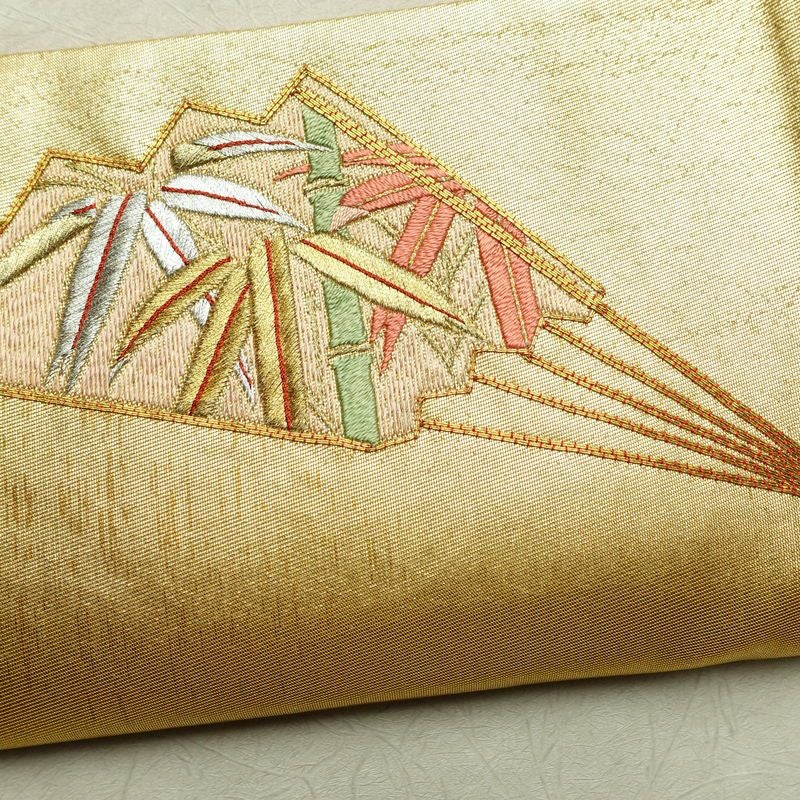 袋帯 太鼓柄 金駒刺繍 フォーマル用 正絹 古典柄 刺繍 帯 扇子 金・銀_画像16