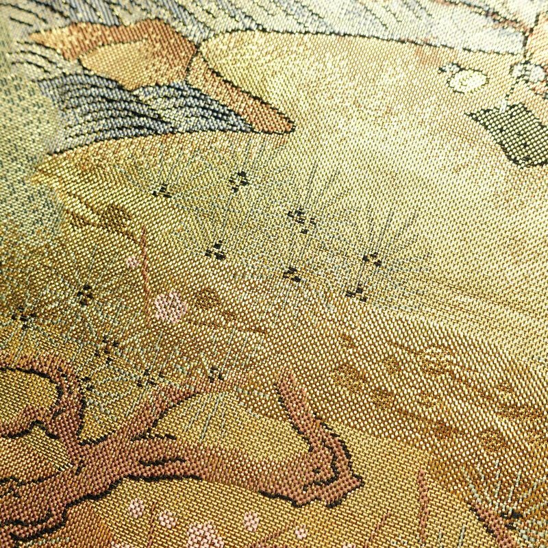 袋帯 六通柄 フォーマル用 正絹 人物・動物柄 箔 帯 金・銀_画像4