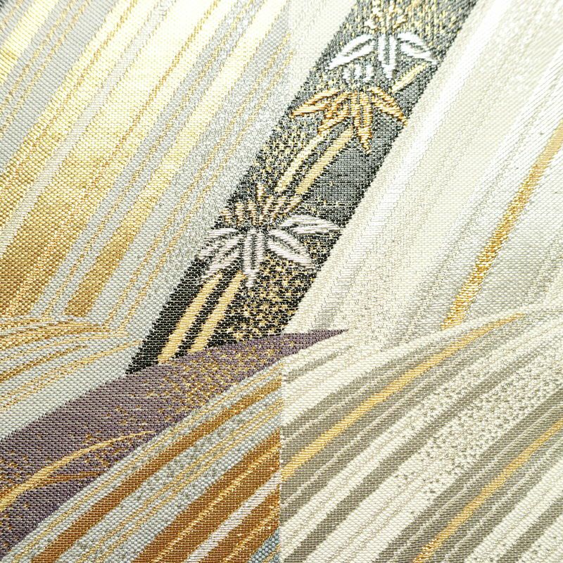 袋帯 六通柄 貴蒔絵 フォーマル用 正絹 古典柄 箔 金糸 銀糸 帯 クリーム_画像4