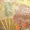 袋帯 太鼓柄 フォーマル用 正絹 古典柄 箔 刺繍 金糸 帯 扇子 松 黄・黄土色_画像3