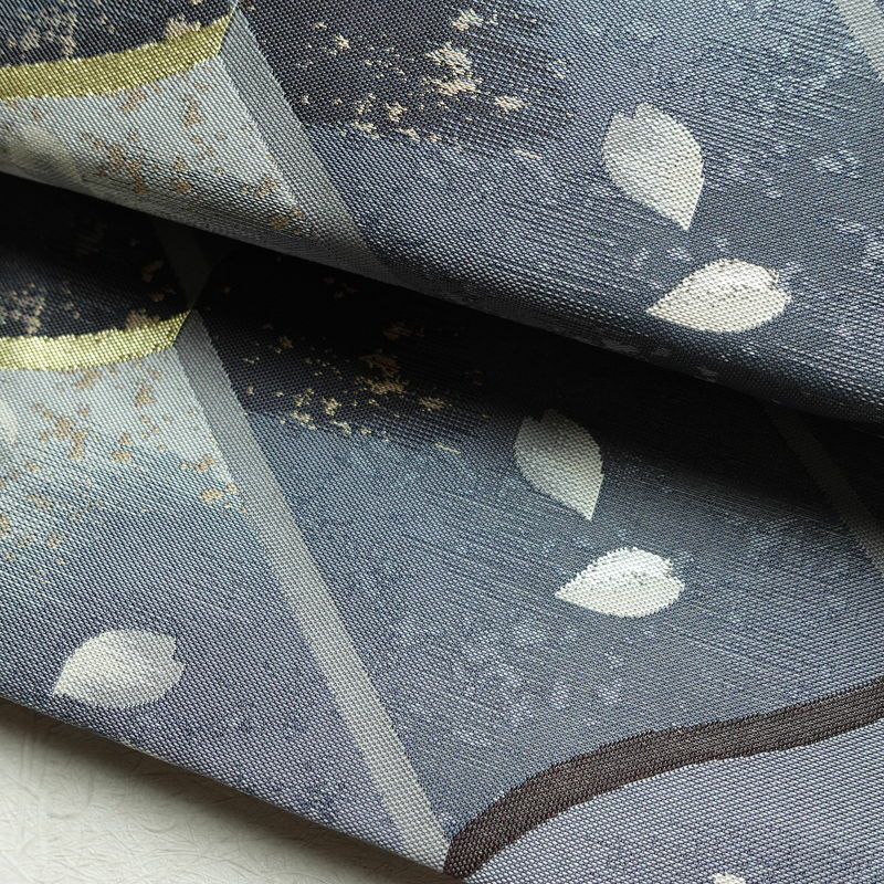 袋帯 六通柄 美品 フォーマル用 正絹 古典柄 金糸 銀糸 帯 桜 花びら 青・紺_画像7