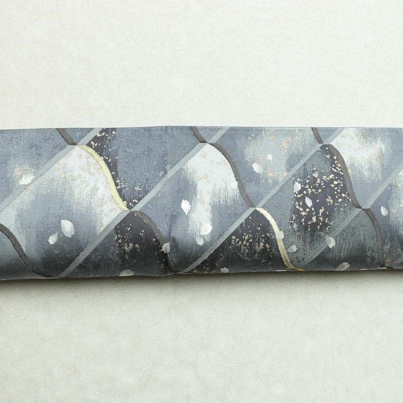 袋帯 六通柄 美品 フォーマル用 正絹 古典柄 金糸 銀糸 帯 桜 花びら 青・紺_画像14