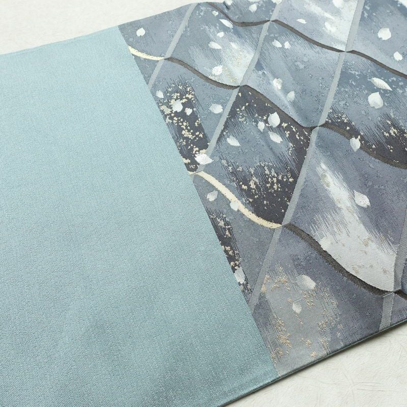 袋帯 六通柄 美品 フォーマル用 正絹 古典柄 金糸 銀糸 帯 桜 花びら 青・紺_画像16