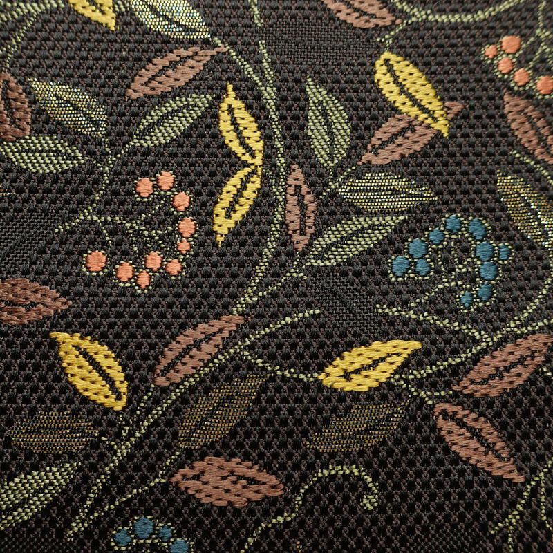 袋帯 六通柄 良品 綾織 一般用 正絹 木の葉・植物柄 茶_画像4