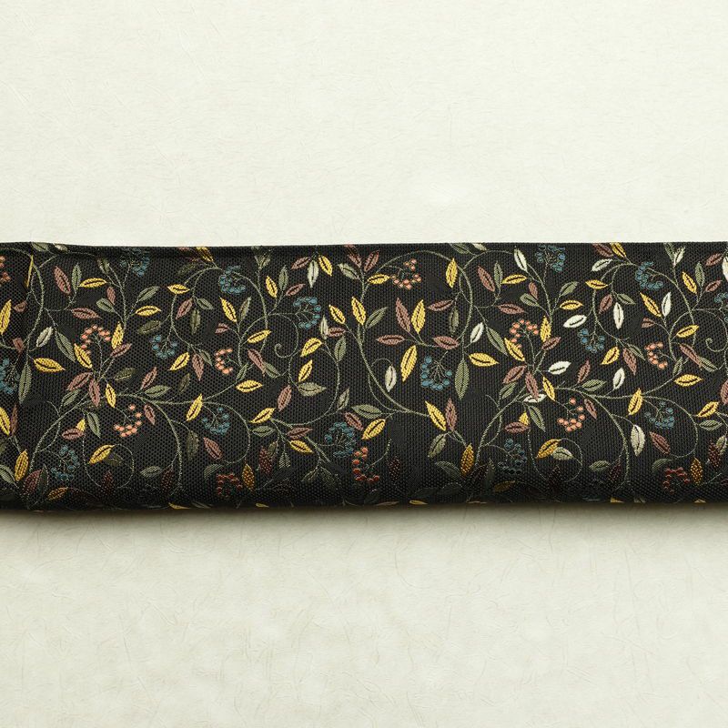 袋帯 六通柄 良品 綾織 一般用 正絹 木の葉・植物柄 茶_画像15