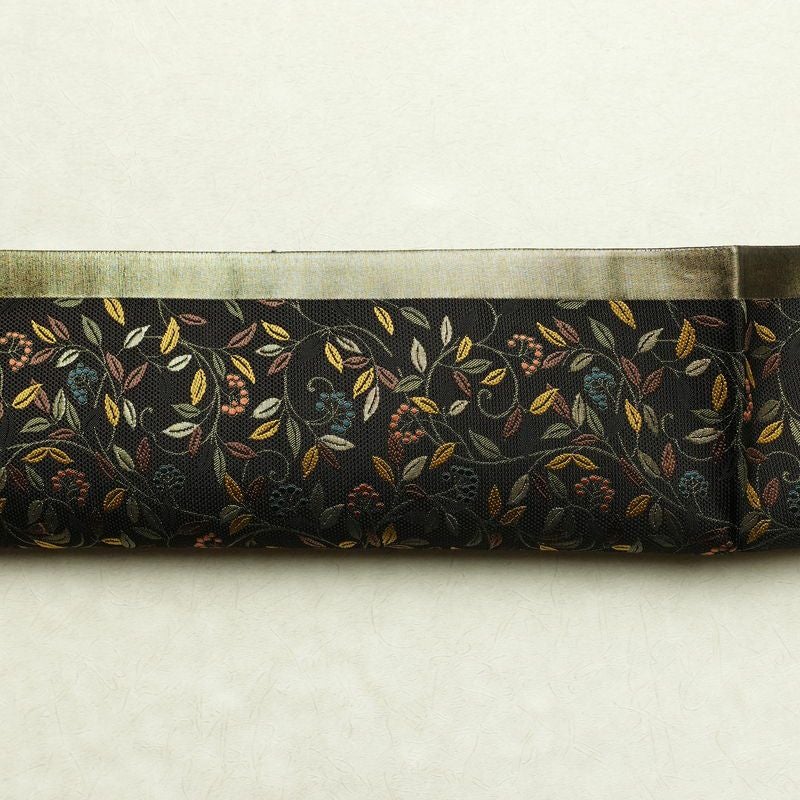 袋帯 六通柄 良品 綾織 一般用 正絹 木の葉・植物柄 茶_画像16
