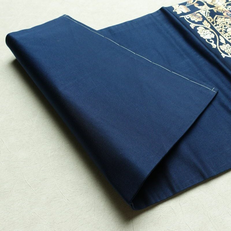 名古屋帯 太鼓柄 正絹 幾何学柄・抽象柄 名古屋仕立て 箔 帯 青・紺_画像8