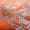 名古屋帯 太鼓柄 美品 正絹 人物・動物柄 名古屋仕立て 帯 鳥 橙_画像2