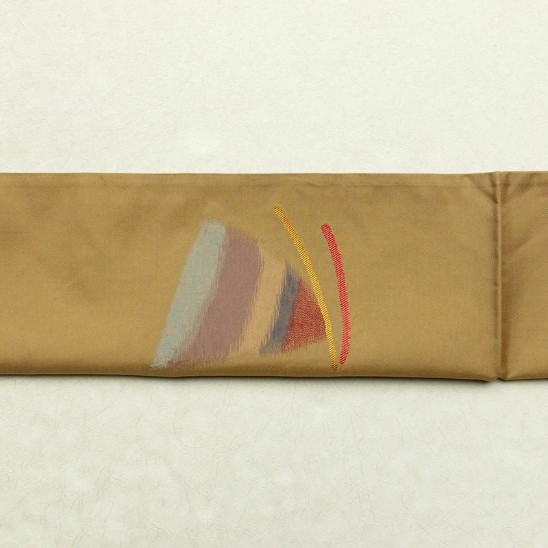 袋帯 太鼓柄 一般用 正絹 幾何学柄・抽象柄 帯 黄・黄土色_画像16