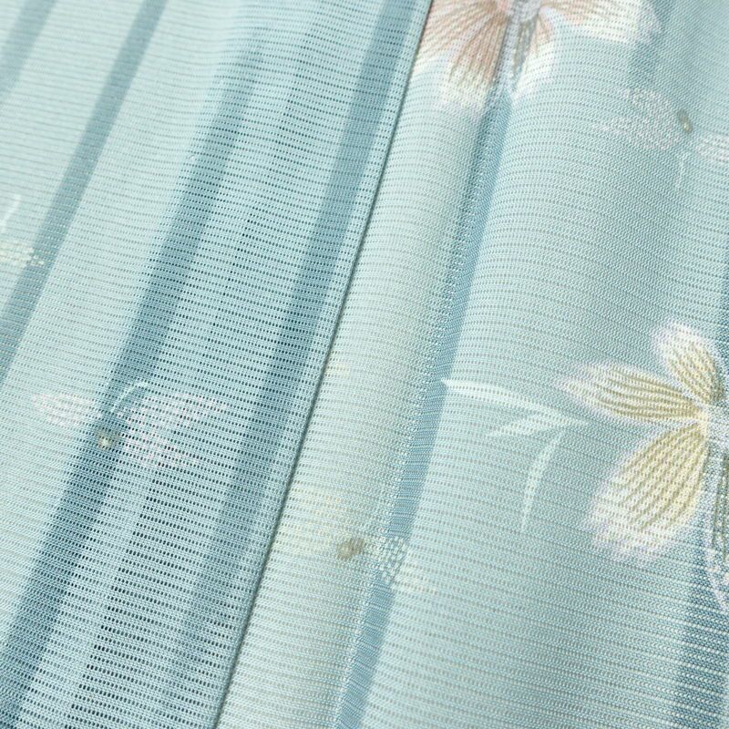 盛夏 小紋 良品 夏用 絽 正絹 花柄 単衣仕立て 身丈154.5cm 裄丈63cm 着物 青・紺_画像8