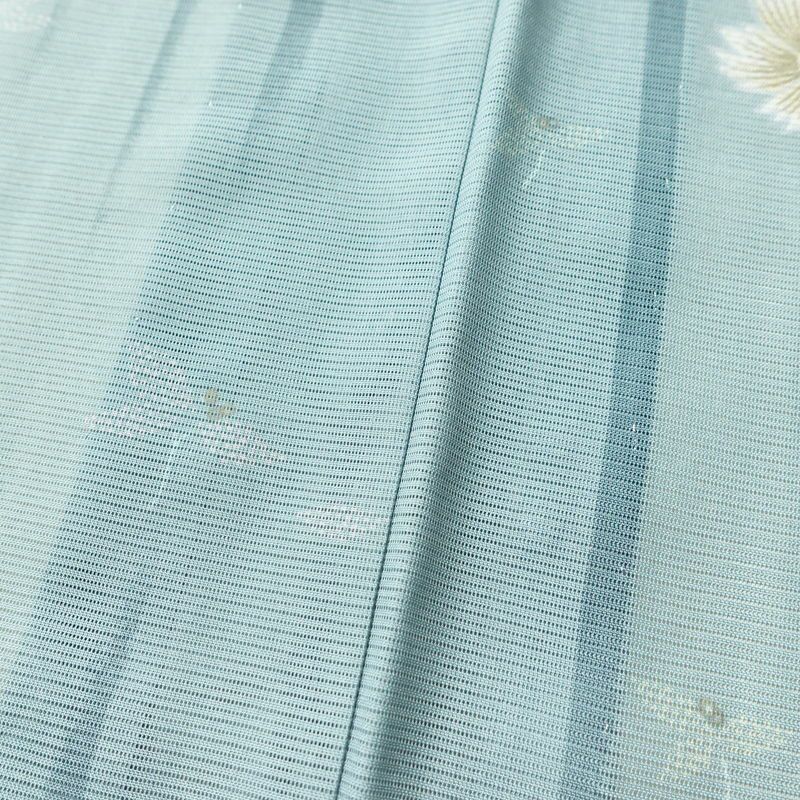 盛夏 小紋 良品 夏用 絽 正絹 花柄 単衣仕立て 身丈154.5cm 裄丈63cm 着物 青・紺_画像10