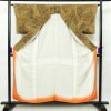 小紋 良品 縮緬 正絹 幾何学柄・抽象柄 袷仕立て 身丈156cm 裄丈65.5cm 着物 黄・黄土色_画像3