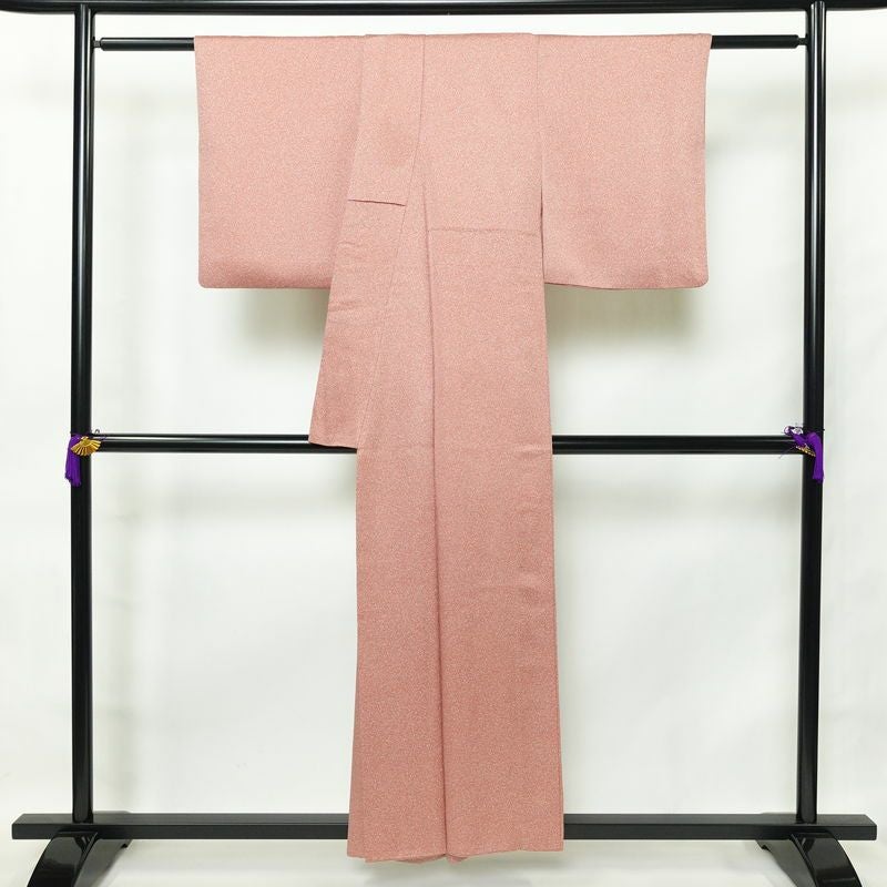 色無地 良品 縮緬 正絹 その他の柄 袷仕立て 身丈154.5cm 裄丈64.5cm 共八掛 ピンク_画像2