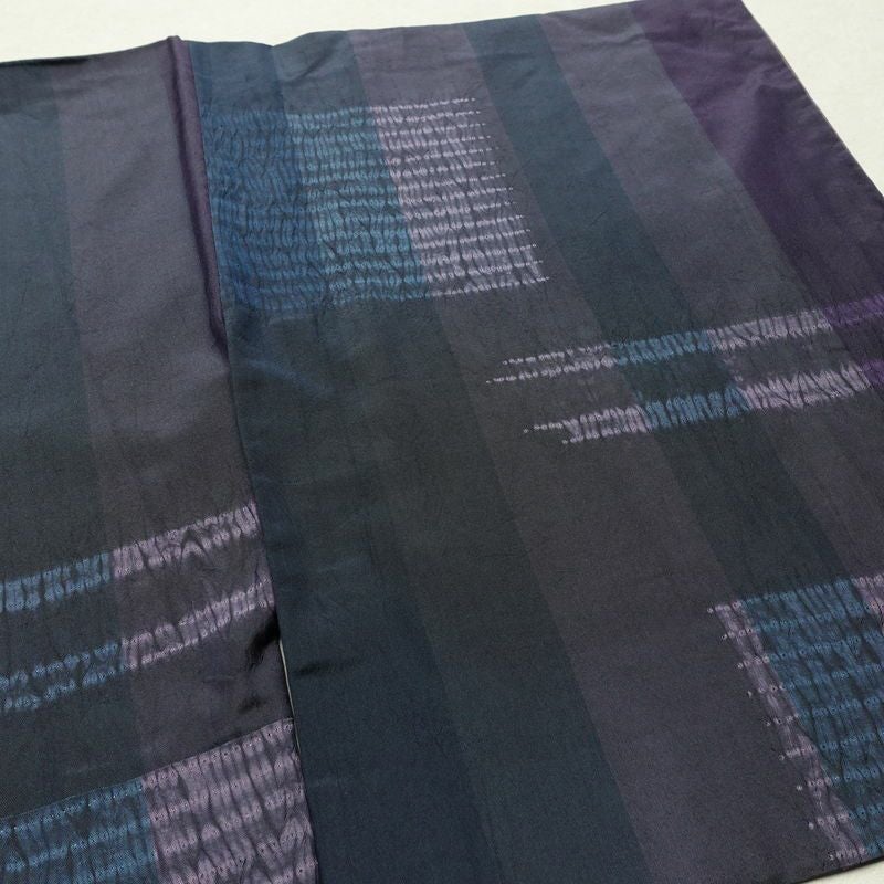 大島紬 証紙あり 絞り 正絹 縞柄・線柄 袷仕立て 身丈162cm 裄丈67cm 青・紺_画像14