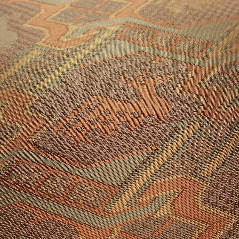 袋帯 六通柄 一般用 正絹 人物・動物柄 茶_画像3