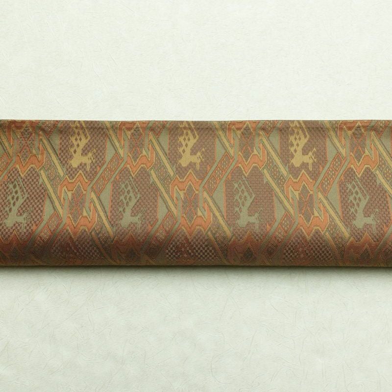 袋帯 六通柄 一般用 正絹 人物・動物柄 茶_画像14
