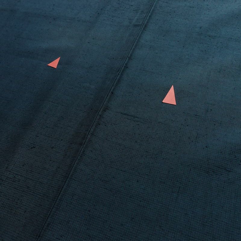 紬 しつけ糸付き 正絹 無地 袷仕立て 身丈157cm 裄丈63.5cm 青・紺_画像9