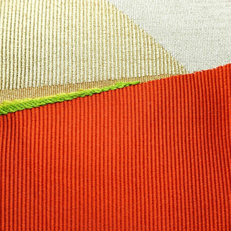 名古屋帯 つづれ織 太鼓柄 正絹 幾何学柄・抽象柄 名古屋仕立て 金・銀_画像5