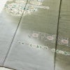訪問着 良品 三猿 紬地 正絹 花柄 袷仕立て 身丈162.5cm 裄丈66cm 箔 一部しつけ糸付き 金彩 緑・うぐいす色_画像4