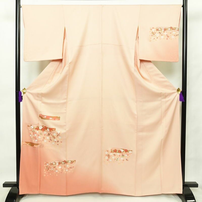 付け下げ 良品 しつけ糸付き 正絹 花柄 袷仕立て 身丈154.5cm 裄丈64cm