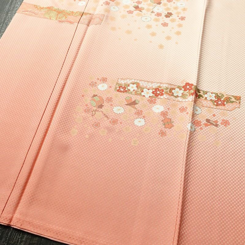 付け下げ 良品 正絹 古典柄 袷仕立て 身丈165.5cm 裄丈67.5cm 箔 フォーマル ピンク_画像4