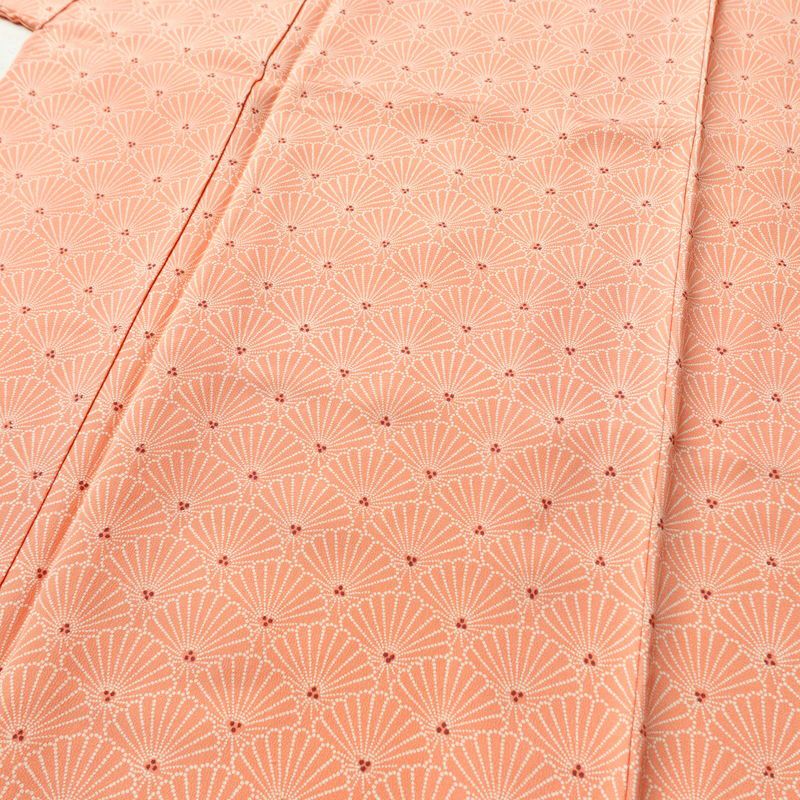 小紋 しつけ糸付き 縮緬 付下小紋 正絹 古典柄 袷仕立て 身丈157.5cm 裄丈64cm ピンク_画像5