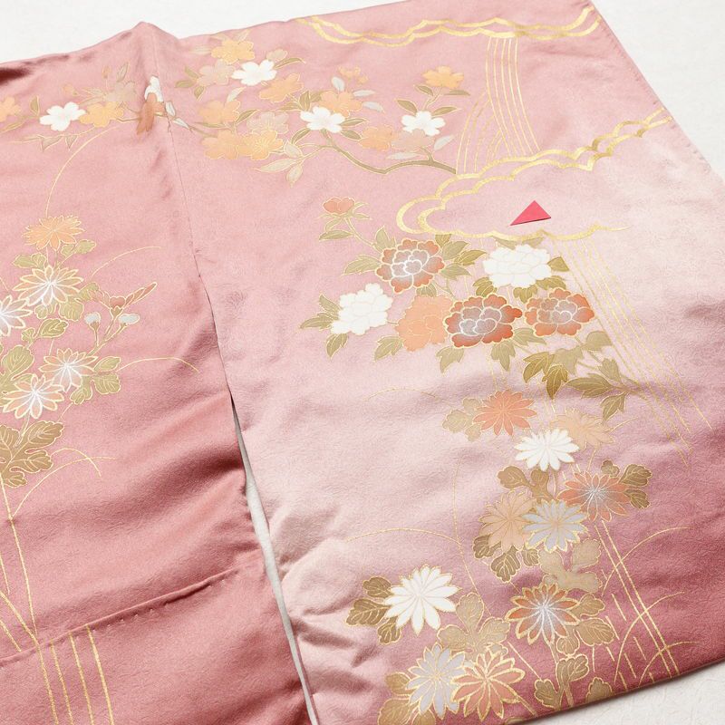 訪問着 正絹 古典柄 袷仕立て 身丈163.5cm 裄丈64.5cm 箔 金彩 ピンク_画像11