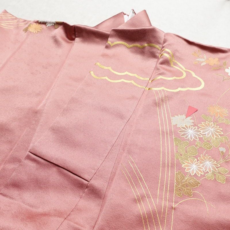 訪問着 正絹 古典柄 袷仕立て 身丈163.5cm 裄丈64.5cm 箔 金彩 ピンク_画像16