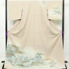 付け下げ 光悦寺 落款入り 縮緬 正絹 風景柄 袷仕立て 身丈172cm 裄丈68cm ピンク_画像1
