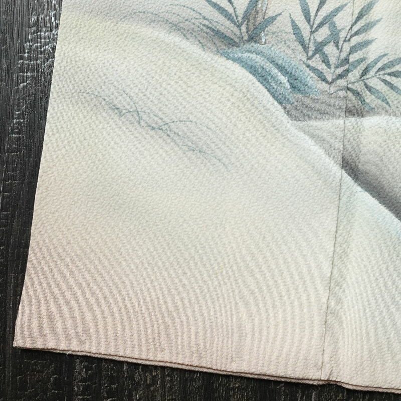 付け下げ 光悦寺 落款入り 縮緬 正絹 風景柄 袷仕立て 身丈172cm 裄丈68cm ピンク_画像9