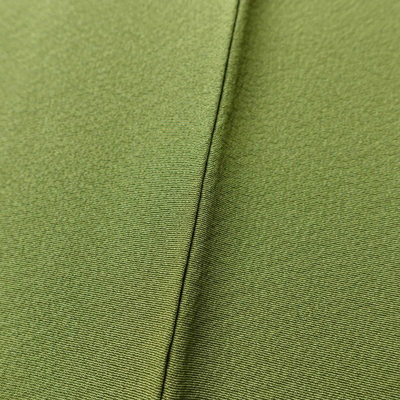 色無地 縮緬 一つ紋付き 正絹 無地 袷仕立て 身丈159cm 裄丈65.5cm 緑・うぐいす色_画像7