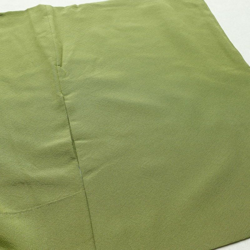 色無地 縮緬 一つ紋付き 正絹 無地 袷仕立て 身丈159cm 裄丈65.5cm 緑・うぐいす色_画像13