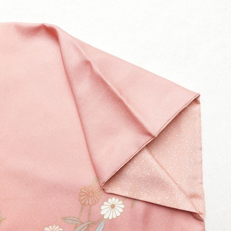 訪問着 正絹 古典柄 身丈163cm 裄丈65.5cm 箔 金彩 御所車 梅 松 菊 ピンク_画像17