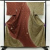 訪問着 良品 正絹 蝶・昆虫柄 袷仕立て 身丈157.5cm 裄丈65cm 箔 一部しつけ糸付き 茶_画像1