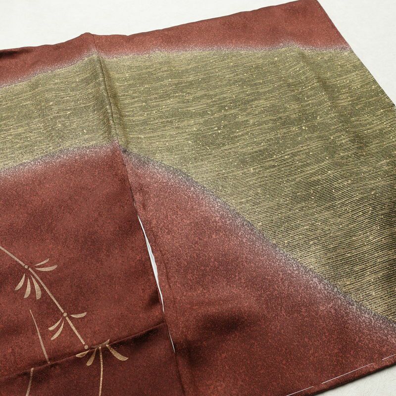 訪問着 良品 正絹 蝶・昆虫柄 袷仕立て 身丈157.5cm 裄丈65cm 箔 一部しつけ糸付き 茶_画像12